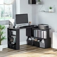 thumbnail image 5 of HomCom 360° Rotating Home Office Corner Desk and Storage Shelf Combo Modern L Shaped Rotating Computer Desk with Bookshelves, 5 of 5