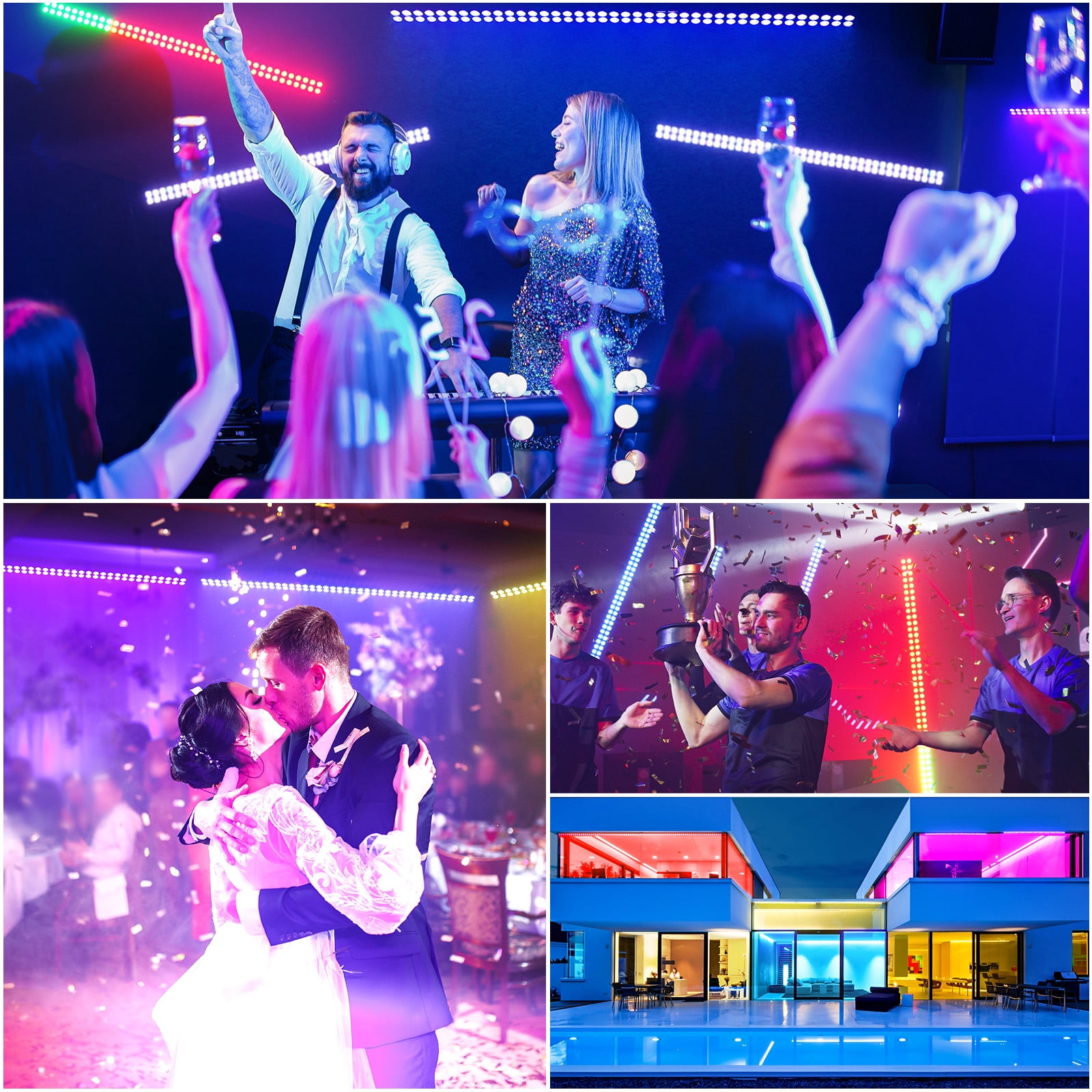 4-Pack 80PCS RGB LED Stage Light – Wall Washer with Marquee Effect, Jump, Gradient, Sound Mode & DMX Control for Pub, Party, KTV