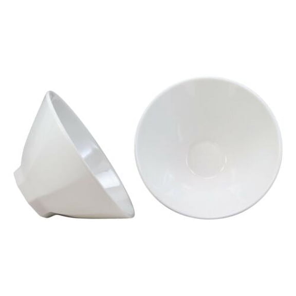 Contemporary Octagon White Jade Melamine Large 8"Dia Soup Salad Bowls 42oz Set 2