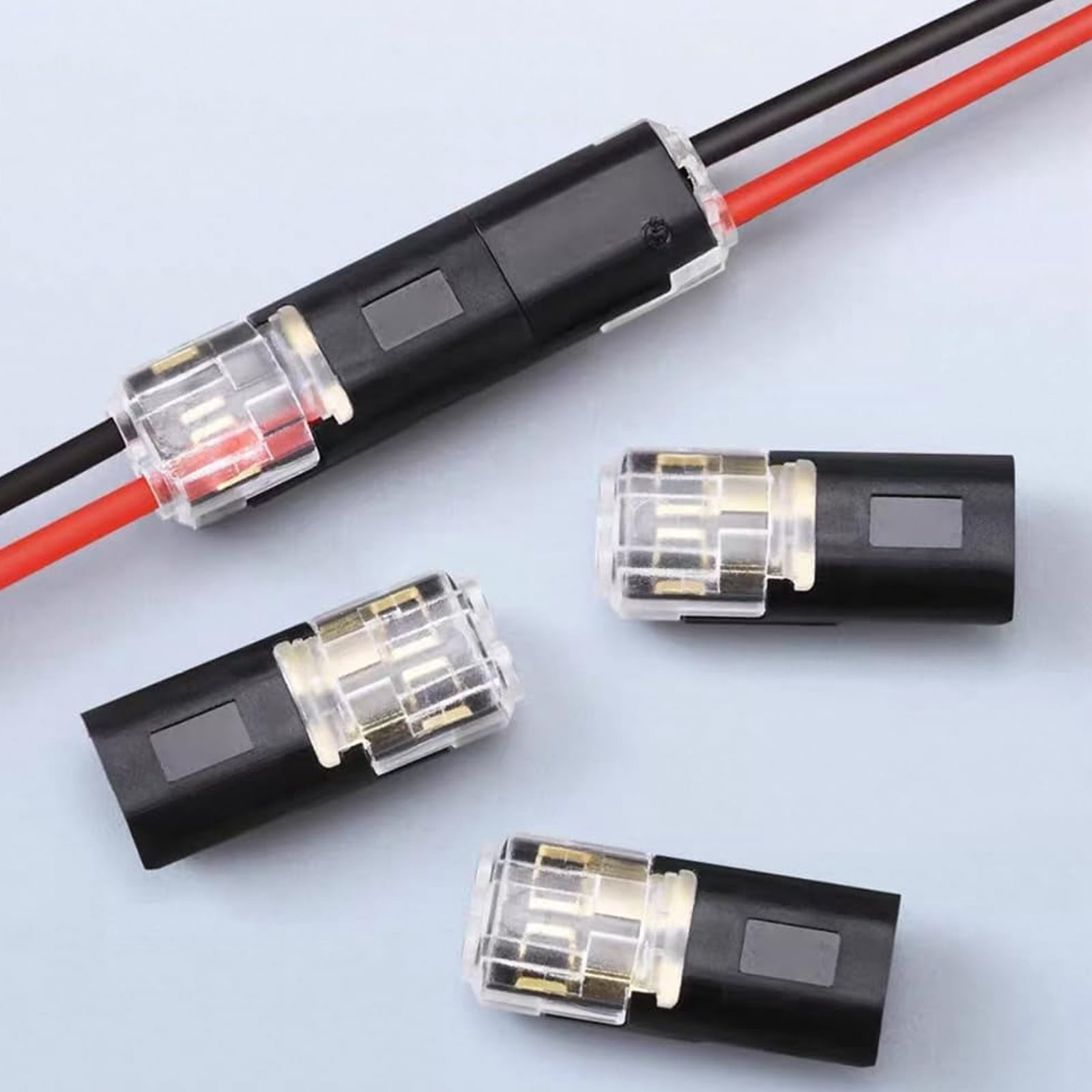 200 PCS Double-Wire Push-In Connector,Double Wire Plug in Connector with Locking Buckle,2-Pin Quick Connect LED Light Strip No Wire Stripping Cutting