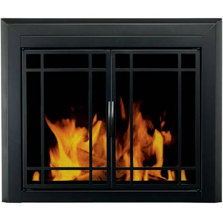Pleasant Hearth Emery Cabinet Prairie Style Fireplace Glass Door