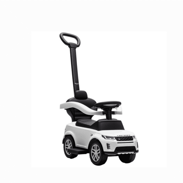 2-in-1 Baby Push Car & Ride-On, Push Handle with Safety Guardrail, White