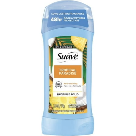 Suave Tropical Paradise Invisible Solid Antiperspirant Deodorant Stick 2.6 Ounce (Pack of 1)