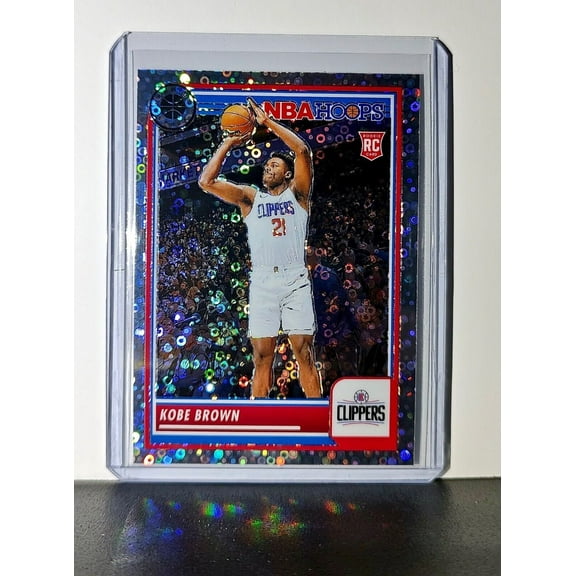 Kobe Brown 2023-24 Panini Premium NBA Hoops #55 Disco Prizm Rookie Card Clippers