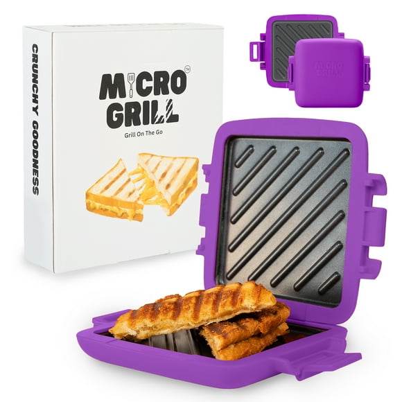 Micro Grill | Microwave Grill Sandwich Maker - Grilled Cheese Sandwich Maker - Munchy - Toastie Maker- Panini Press - Travel Sandwich Maker (Purple)