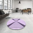 thumbnail image 3 of Ahgly Company Indoor Round Patterned Purple Flower Purple Area Rugs, 4' Round, 3 of 6