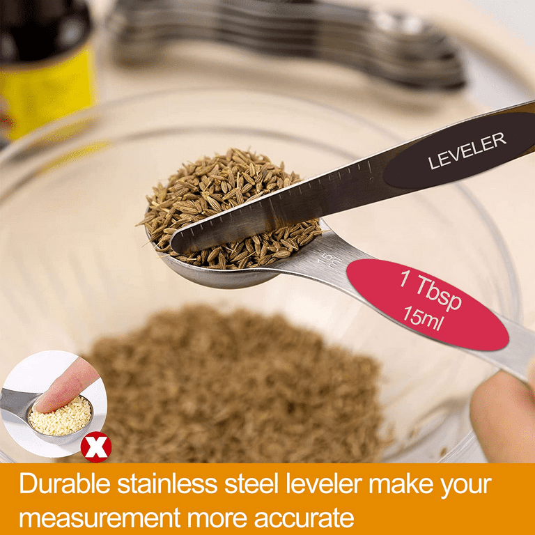 9pcs Durable Spices Kitchen Tablespoon Stainless Steel Measuring