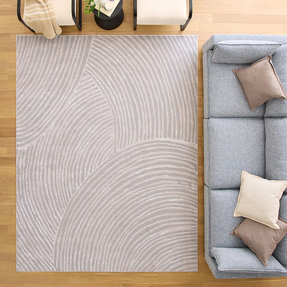 Better Homes & Gardens Kai Carved Ripple Indoor Stain/Fade Resisant Area Rug, Gray, 7'10" x 10'