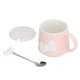 thumbnail image 5 of Taza de agua leche de té de cerámica con bonito lazo de 400ml, taza de café con tapa, cuchara de acero inoxidable para regalos de vacaciones en el hogar, 5 of 8