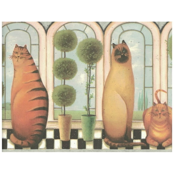 Bordures de Papier Peint Préencollées 9 Po x 15 Pi - Bordure de Papier Peint Chats MN5030