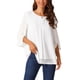 thumbnail image 1 of INSPIRAR CHIC Blusa de Chifón para Mujer Cuello Redondo de Manga 3/4 Capa Doble Top Casual S Blanco, 1 of 5