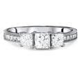 thumbnail image 3 of Pompeii 1 1/2ct Three Stone Princess Cut Diamond Engagement Ring 14K White Gold (H,SI2), 3 of 5