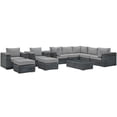 thumbnail image 2 of Modway Summon 10-Piece Aluminum and Rattan Patio Sectional Set in Canvas/Gray, 2 of 9