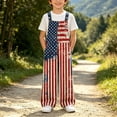 thumbnail image 5 of Jumpsuit for Girls Size 5-6Y Kids Sleeveless Square Neck Usa Flag Print Romper with Pockets Lightweight Daily Wear Rompers for Girls, 5 of 7