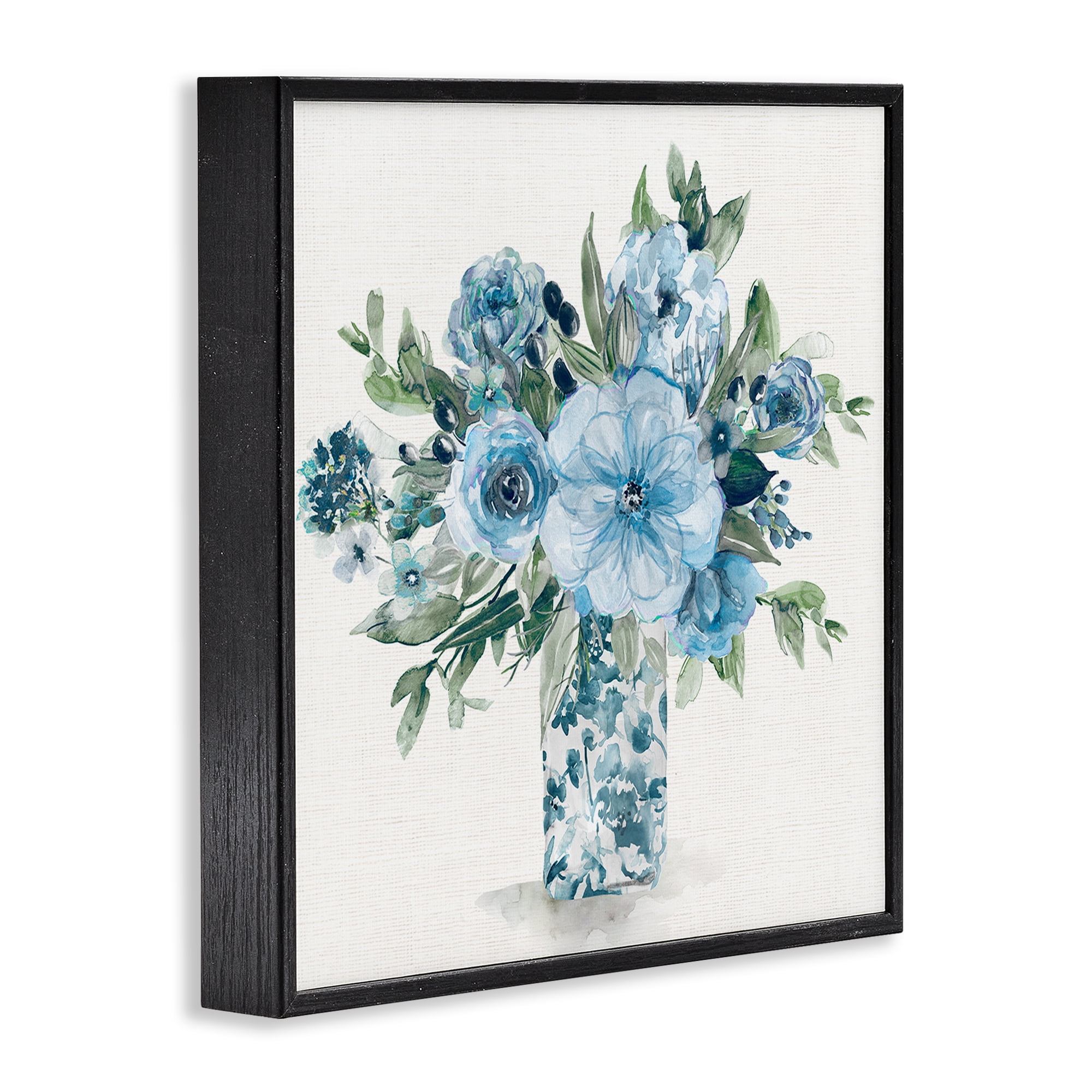 Stupell Industries Pastel Blue Bouquet Foliage Black Framed Giclee Art, design by Carol Robinson