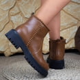 thumbnail image 4 of Wowcloth Women's Vintage Frayed Ankle Boots – Comfortable Insulated Platform with Low Heel for Plus Size, Ideal for Autumn Winter Fashion, 4 of 9