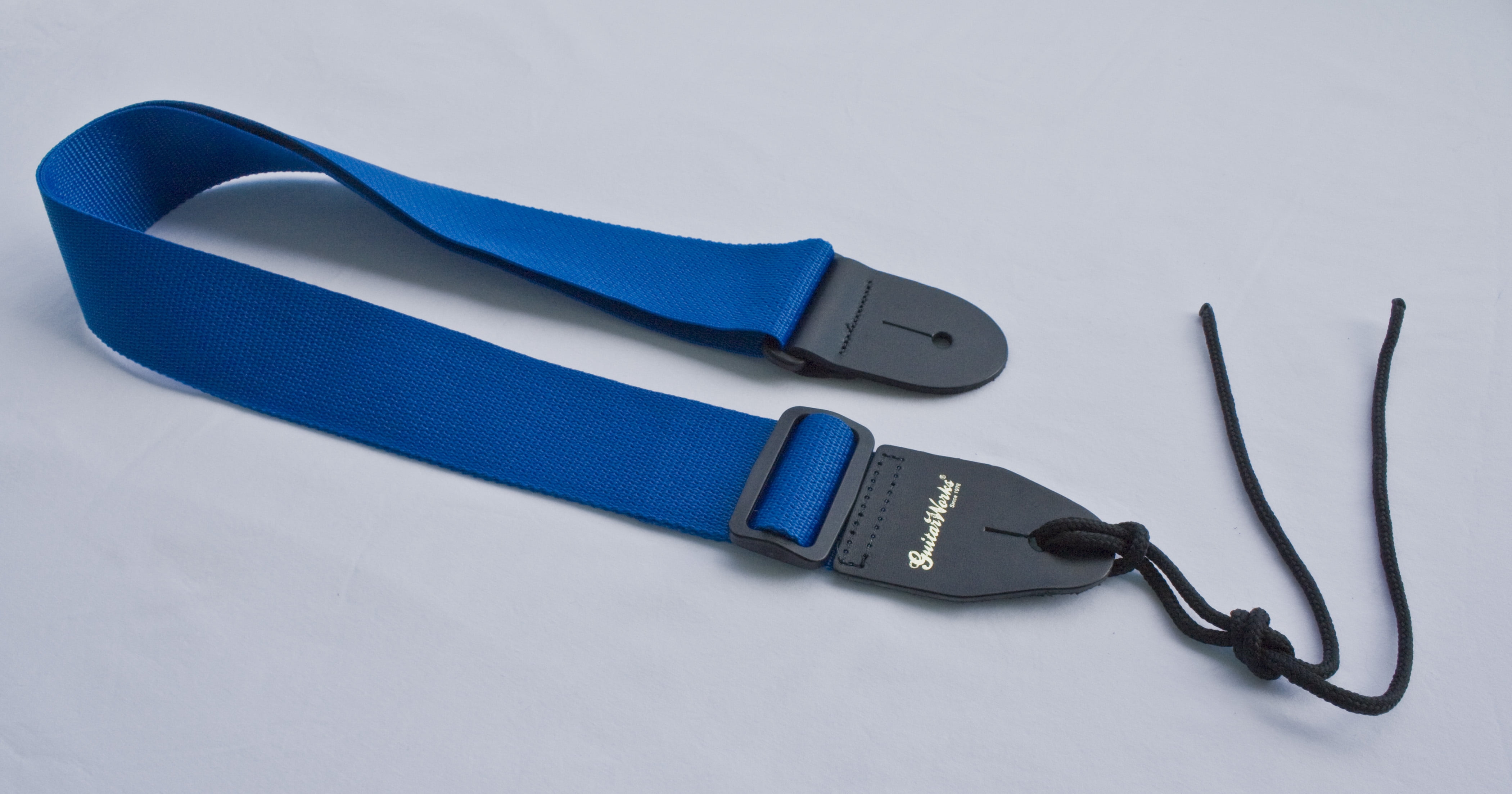 Guitar Strap Bright Royal Blue Nylon Solid Leather Ends Fits All Acoustic Electric & Bass