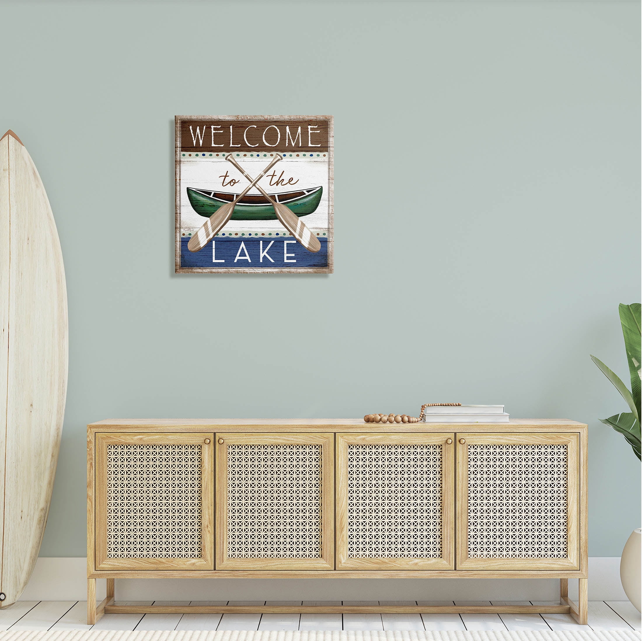 Stupell Industries Rustic Lake Welcome Canoe Sign Graphic Art Gallery Wrapped Canvas Print Wall Art, Design by Elizabeth Tyndall