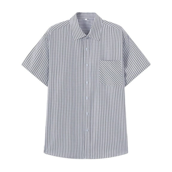 Under 10 dollars! Men's Cotton Seersucker Shirt Button Down Short Sleeve Shirt
