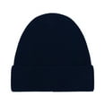 thumbnail image 2 of Solid Color Wool Knit Hat, Unisex Hip-Hop Style Melon Skin Beanie for Winter Warmth Navy Free, 2 of 3