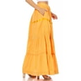 thumbnail image 4 of Sakkas Solid Embroidered Gypsy / Bohemian Full / Maxi / Long Cotton Skirt - Yellow - One Size, 4 of 5