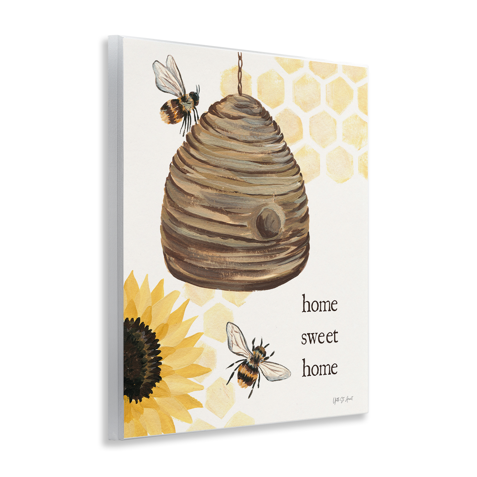 Stupell Industries Sweet Home on Honeycomb Botanical & Floral Painting Unframed Art Print Wall Art, 11 x 14