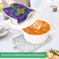 thumbnail image 3 of Yayeee Pot Holders Kitchen Heat Resistant with Pockets 7"x9.8" Cotton Oven Cooking Hot Pads, Purple Stained Glass Pattern, 3 of 7