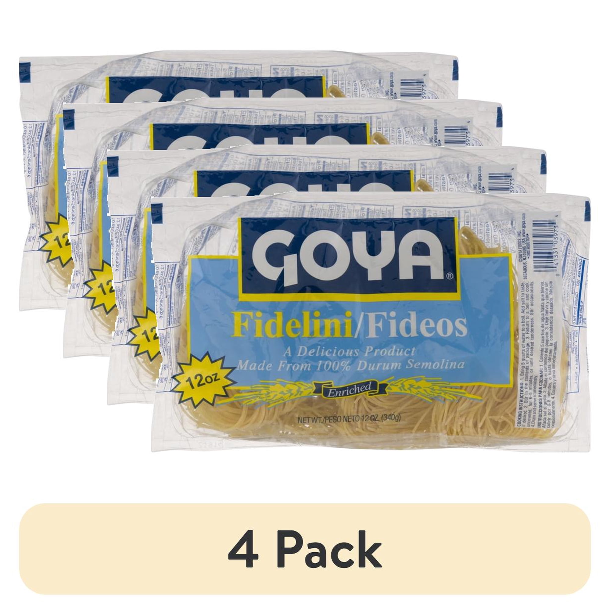 (4 pack) Goya Fidelini/Fideos Pasta, 12 oz