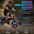 thumbnail image 3 of 14” Folding Electric Bike, Peak 500W Motor 36V 12Ah Battery, Ebike 20 MPH, 30+ Miles PAS Range, Shock Absorbers, UL 2849 Certified for Adult and Teen, 3 of 8