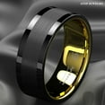 thumbnail image 4 of Tungsten Rings for Men Wedding Bands for Him Womens Wedding Bands for Her 8mm Black Gold Polished Brushed Comfort-fit, 4 of 6