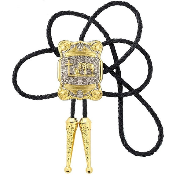 Vintage White Crack Triangle Bolo Tie for Men with Silver Bolo Tie Tips