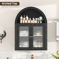 thumbnail image 4 of Arched Bathroom Cabinet, Wall Mounted Bathroom Cabinet with Tempered Glass Doors and Adjustable Shelf, for Kitchen, Living Room, Laundry Room, Restroom, Black, 4 of 18