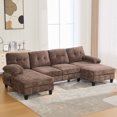 thumbnail image 4 of Leumius U Shaped Sectional Sofa, 103.5" Chenille Fabric Couch with Double Chaise Lounges, U Shaped Couch for Living Room, Brown, 4 of 14