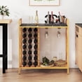 thumbnail image 2 of Costway 21 Bottle Wine Rack Freestanding Floor Wine Bottle Organizer with Storage Shelf Black & Gold, 2 of 10