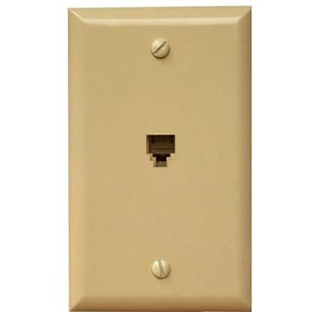 Modular Wall Jack 4 Conductor - Midsize Single RJ11 4 Conductor Phone Jack Wallplate Ivory