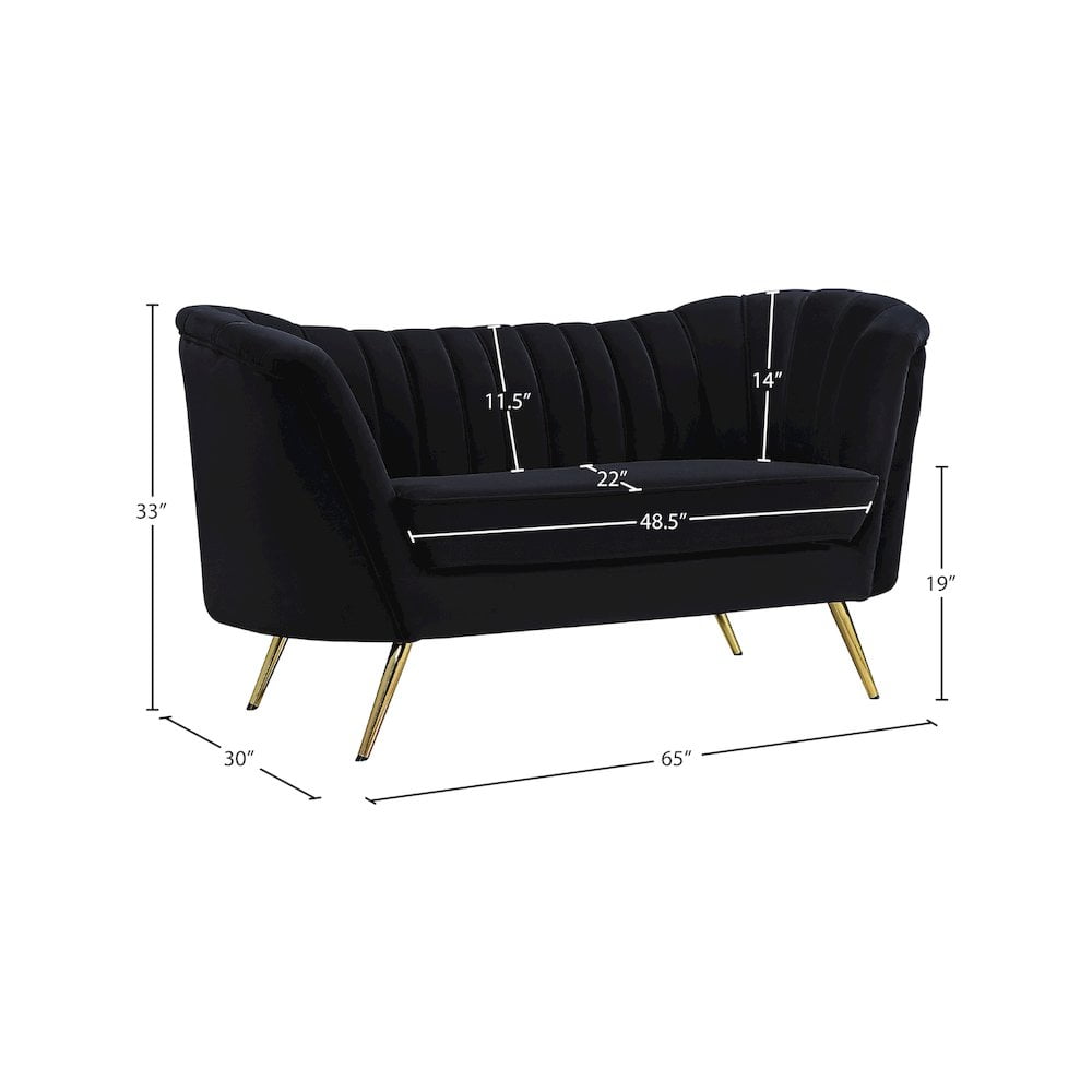 Meridian Furniture Margo Black Velvet Loveseat