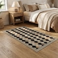 thumbnail image 2 of ODIKA Grid Checkered Trellis With Boho Geometric Border Accents Diamond Flowing for Small Living Room, Playroom, Bedroom, Easy Care Kids Safe, 2 of 7