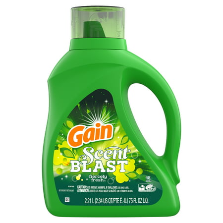 Gain Scent Blast Fiercely Fresh, Liquid Laundry Detergent, 75 Fl Oz, 48 (Best Liquid Laundry Detergent)
