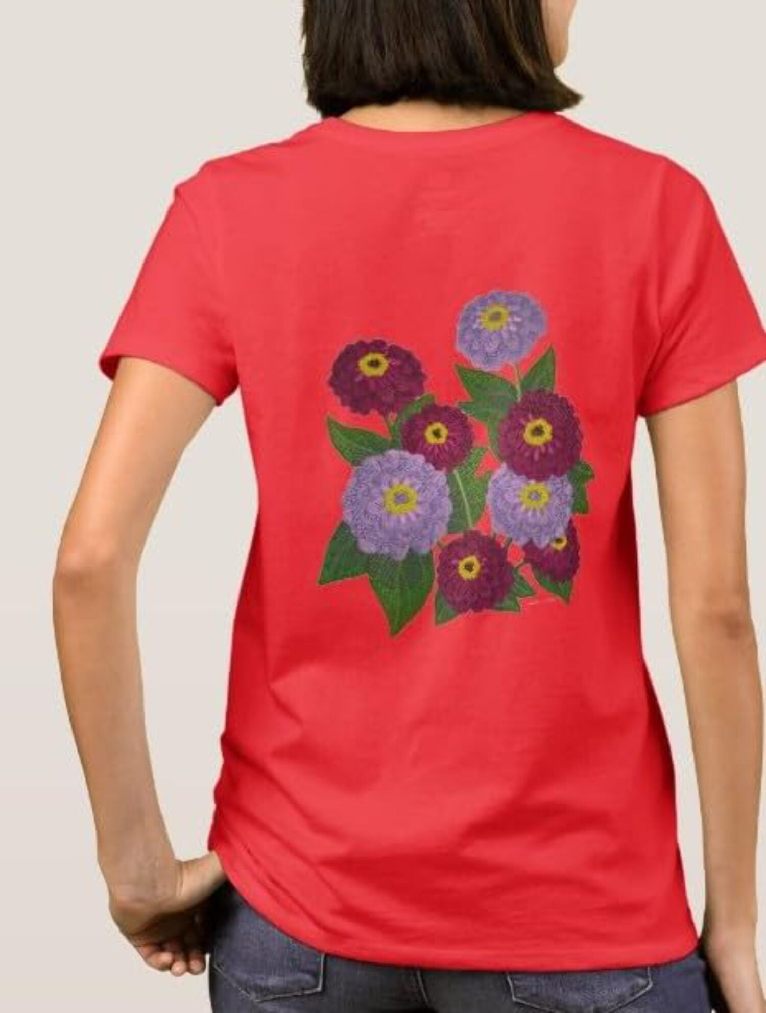 Beyond Vision Custom Flower Zinnia Embroidered Iron on/Sew Patch (5.53" x 5.8")