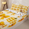 thumbnail image 3 of Manfei Autumn Fall Pumpkin Zipper Twin Comforter Sets with Fitted Sheet and 2 Pillowcases for Girls, Cartoon Orange Gingham Bow Zipper Bedding Set, Halloween Reversible, 4pcs, 3 of 6