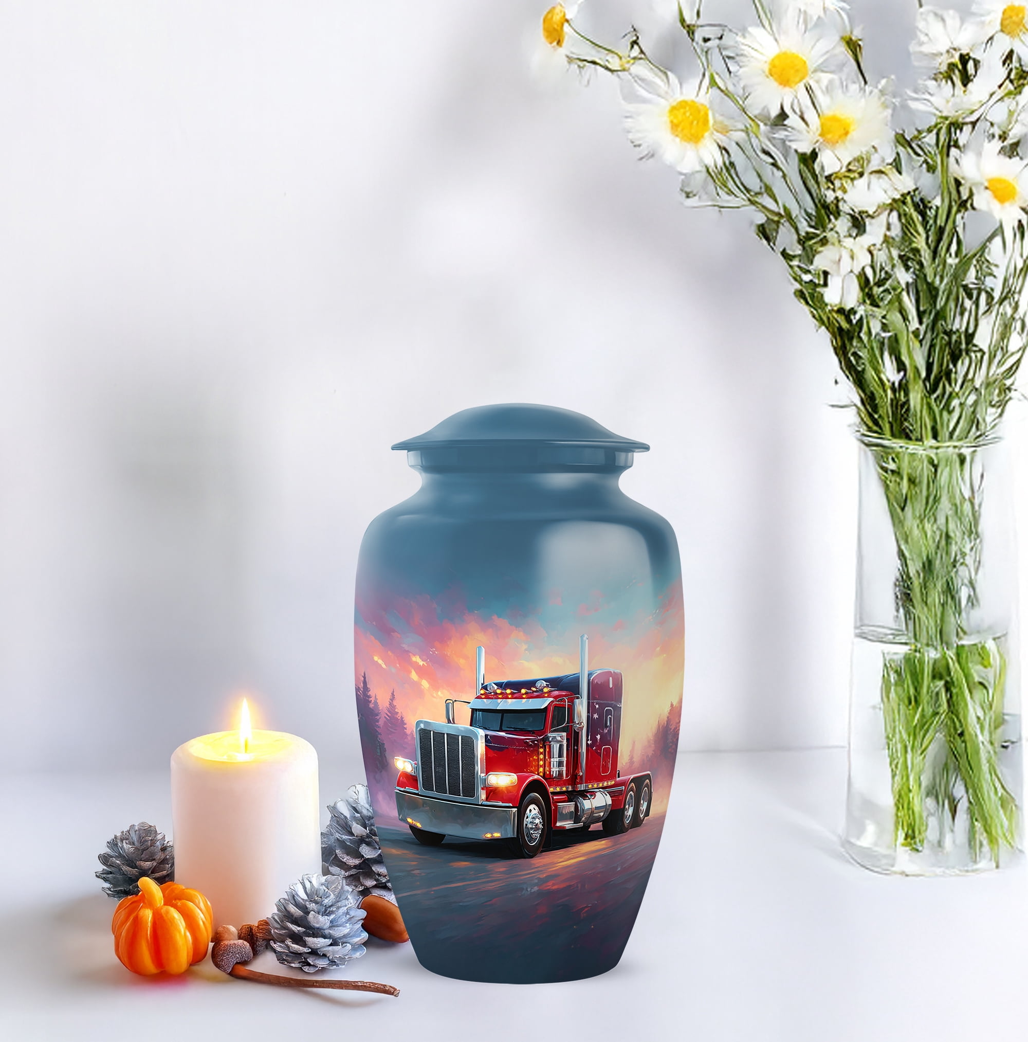 Red Truck Cremation Urn For Human Ashes Adult, Large Urns For Ashes For Men, Memorial Decorative Funeral Urns For Ashes, Tribute Urn For Human Remains (Size, 10 Inch, 1 Pc)
