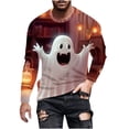 thumbnail image 2 of BiZtdJrK Long Sleeve Halloween Shirts for Mens Cute 3D Ghost Graphic T shirts Fashion Funny Cool Costume Tee Tops Brown XXXL, 2 of 5