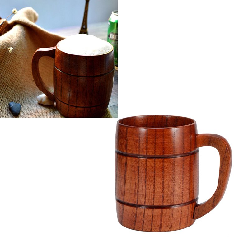 CNMF Wooden Beer Mug With Handle Water Wine Tea Coffee Drink Cups  Dinnerware Kitchen Supply,Drinking Cup,Cups 