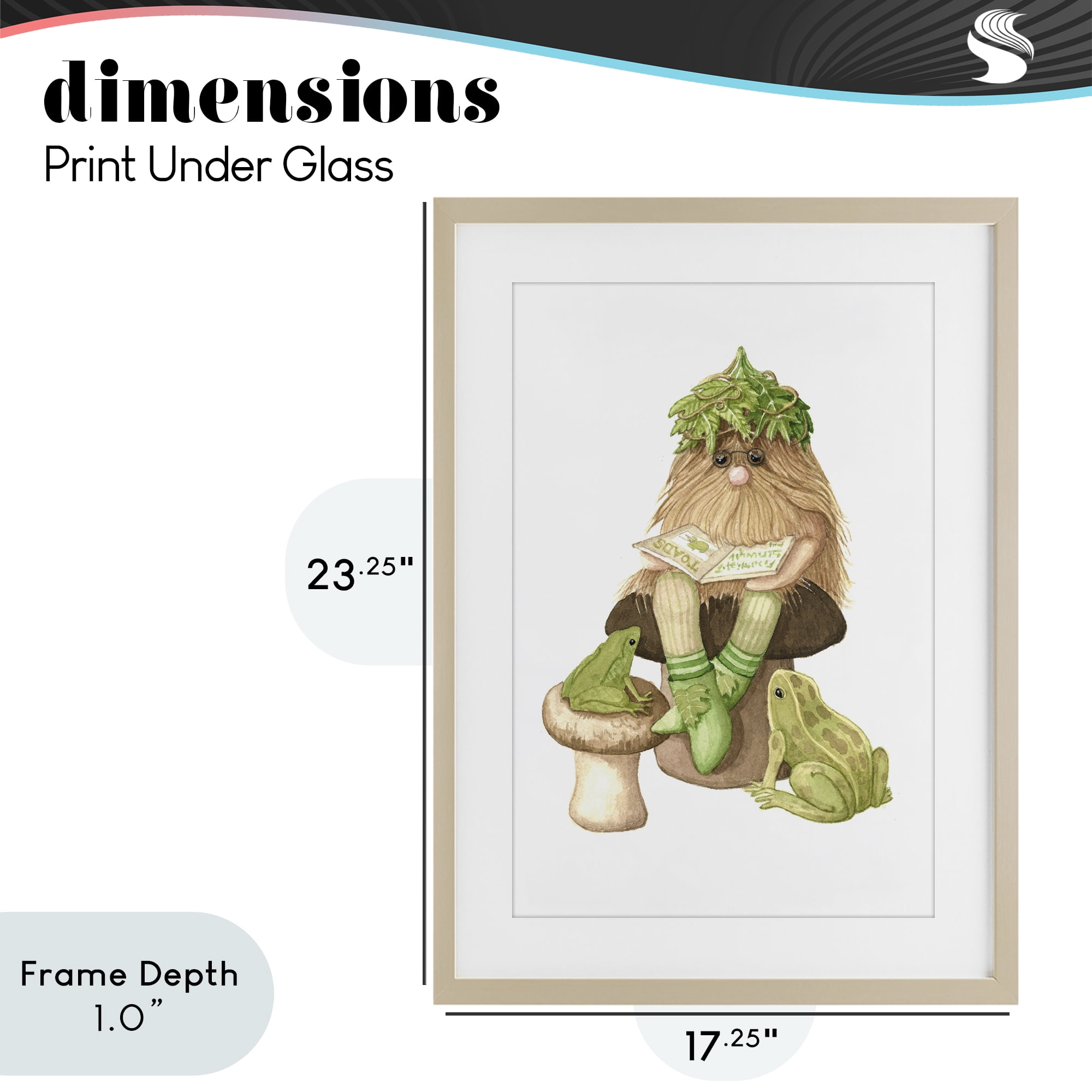 Stupell Industries Garden Elf with Frogs Birch Framed Print Under Glass, design by Nancy Overton