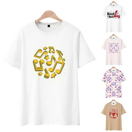 

LANLIN Music Festival Women s Graphic Short Sleeve Tee Summer Tshirts For Women Men