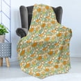 thumbnail image 4 of Abstract Soft Flannel Fleece Blanket, Colorful Geometrical Shapes with Gaps Circles Oval Lines Mix Pattern, Cozy Plush for Indoor and Outdoor Use, 50" x 70", Orange Green Pale Blue, by Ambesonne, 4 of 5