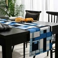 thumbnail image 4 of Black Blue Geometric Cotton Linen Table Runner 13 x 70 inch Blue White Abstract Art Modern Non-slip Rectangular Dining Table Decor for Wedding Party Holiday Dinner, 4 of 8