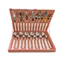 24 Pcs Stainless Steel Flatware Set - Silverware Service for 6 With White Ceramic Handle