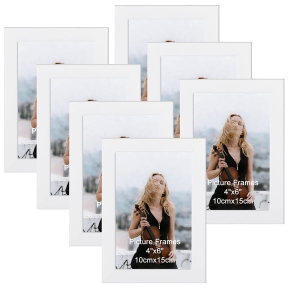 4x6 Picture Frames Set of 7, White 4 by 6 Photo Frame for Wall and Tabletop