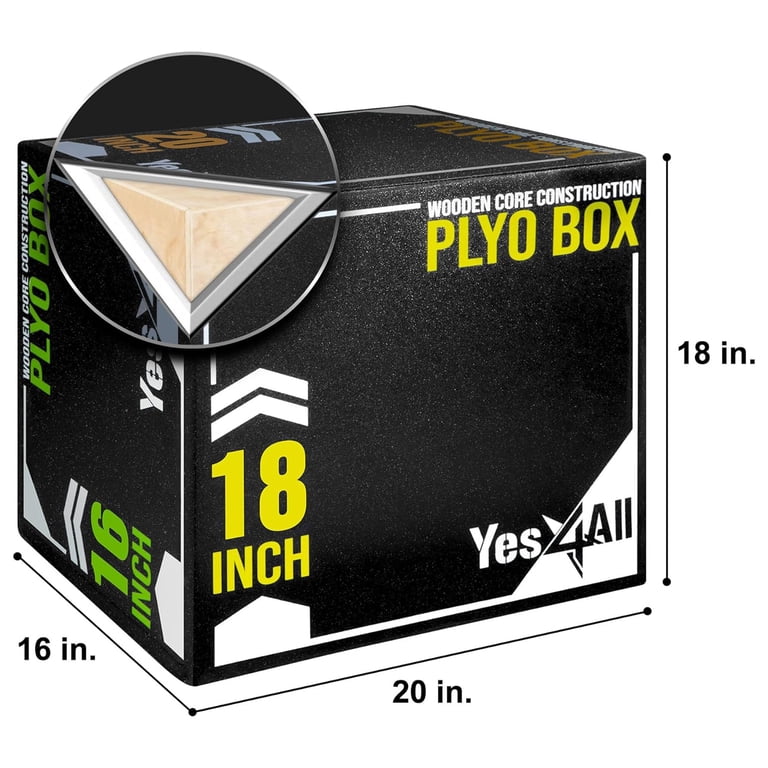 Yes4All 3-in-1 Soft-Padded Plyo Box With Wooden Core, Non-Slip
